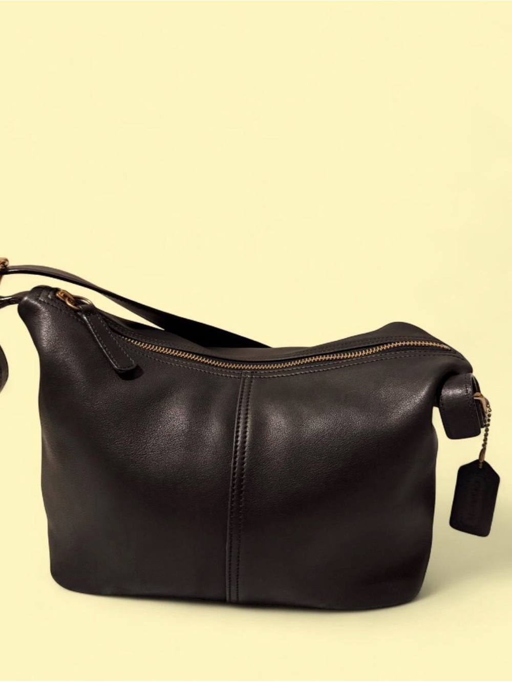 Coach Black Leather Shoulder Bag with Gold Hardware